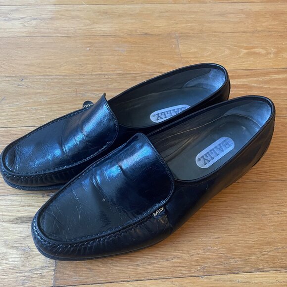Bally Black Leather Slip-on Loafers Size 43 main image 7